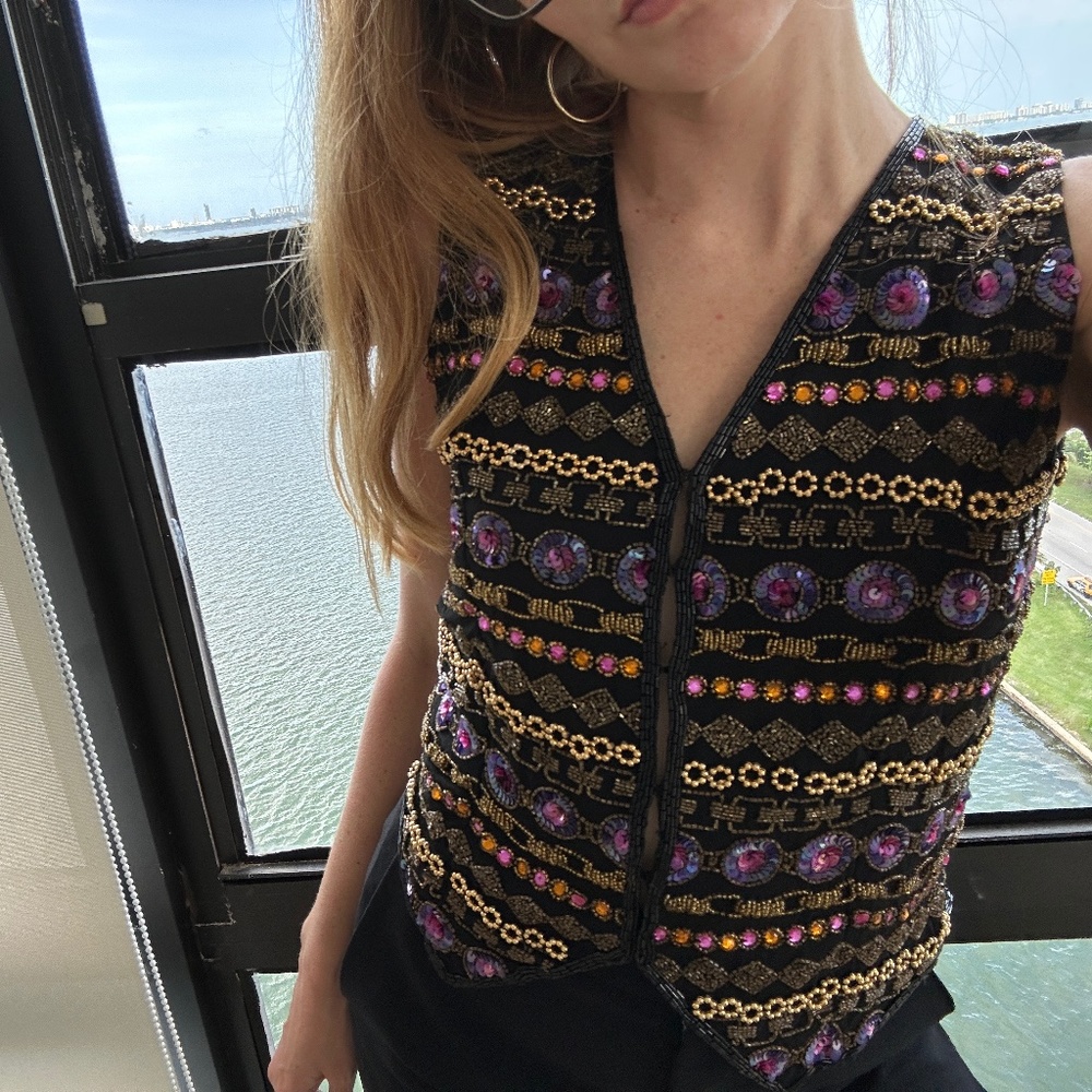Niteline by Della Roufogali jeweled and beaded vest